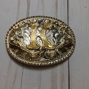 Monogram Initial  “K” Belt Buckle Gold & Silver